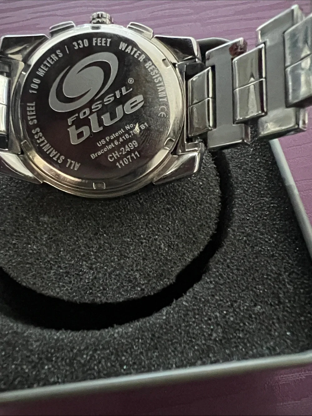 Fossil Silver Stainless Steel Men’s Watch with Black Dial